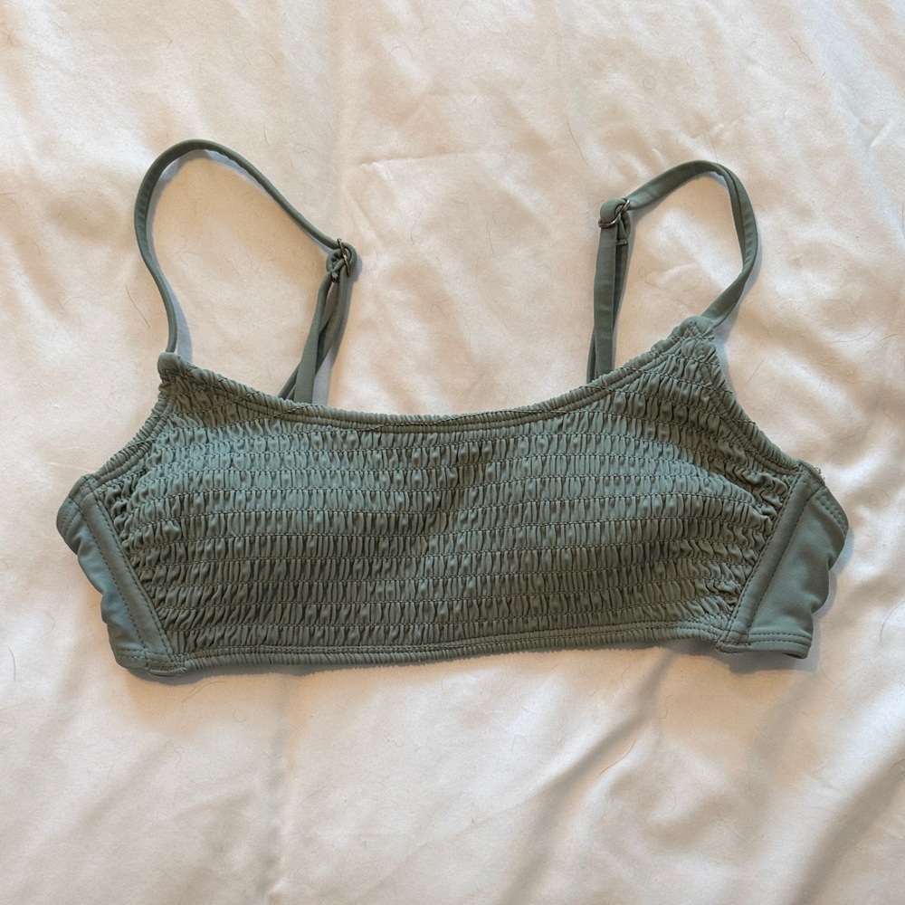 Xhilaration Sage Green Smocked Bikini Top